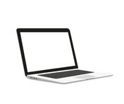 an open laptop in black and white with white background