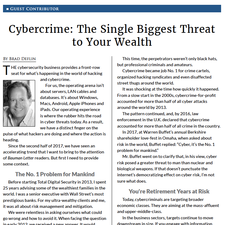 Bauman Letter June 2018 Brad Deflin guest contributor