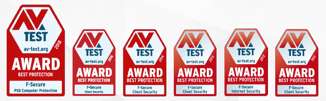 F-Secure best award 6 times trophies