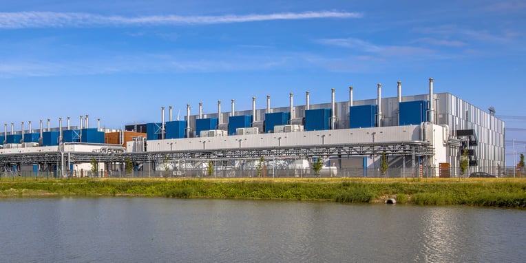 Google data center under blue sky privacy