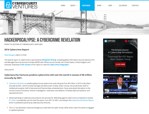 Cybersecurity venture hackerpocalypse 