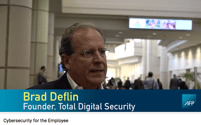 video still of Brad Deflin on digital security at the AFP annual conference.