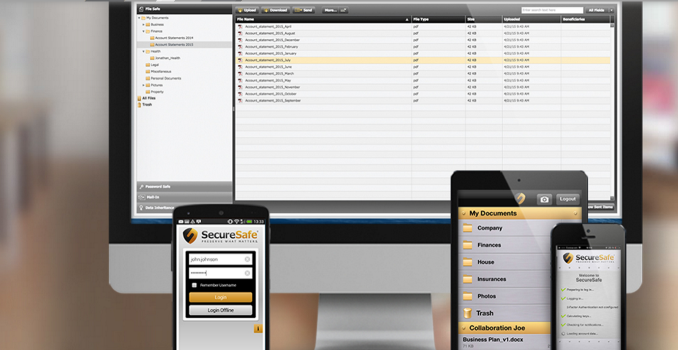 SecureSafe digital vault installed on all devices