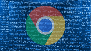 screen of code with chrome logo