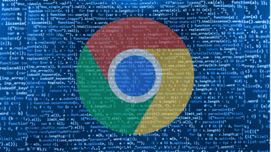 screen of code with chrome logo