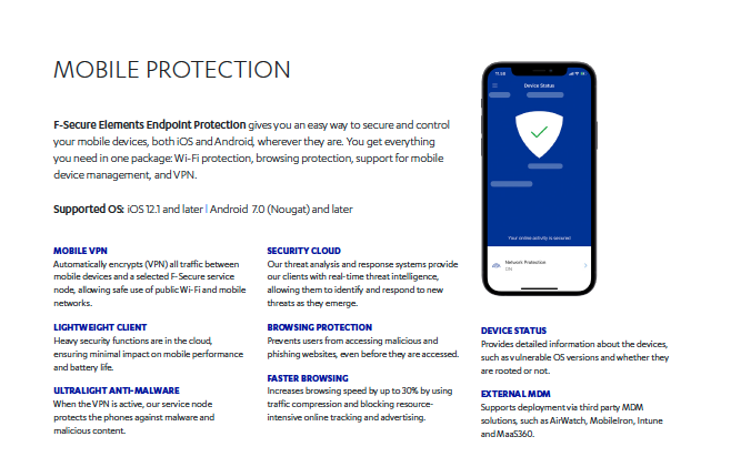 Mobile Protection features from F-Sec deck