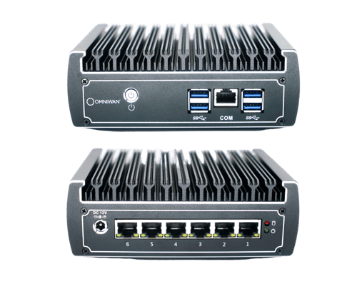 OmniWAN SD-WAN security appliance front and back
