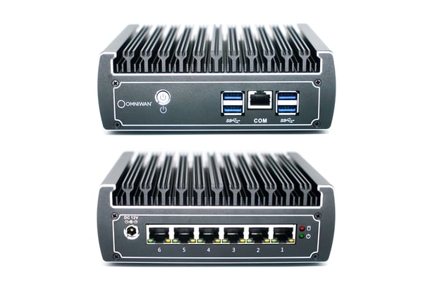SD-WAN appliance front and back images for home network security