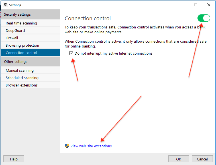 Screen Shot for Connection Control and computer securi