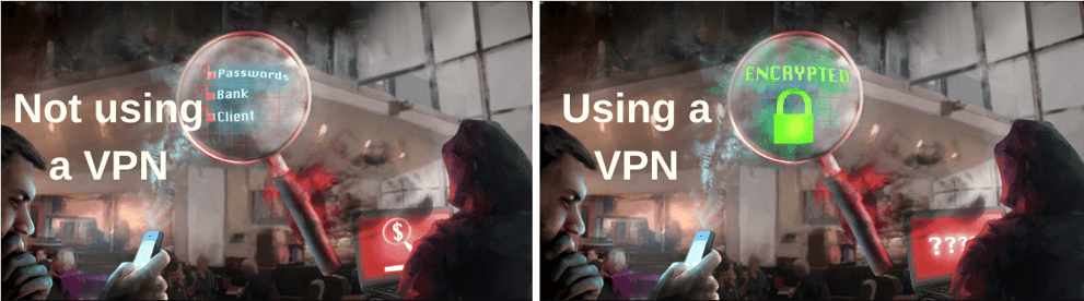 before and after a vpn on wifi network hacker image