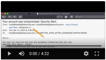 Screen Shot of youtube link to email spoofing