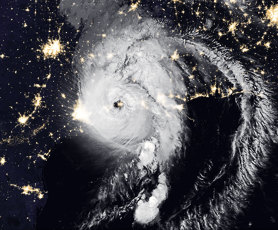 satellite image of a hurricane over the US