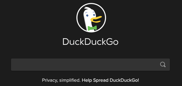 Screen Shot of search engine DuckDuckGo