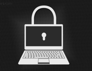 graphic of laptop with lock for ransomware