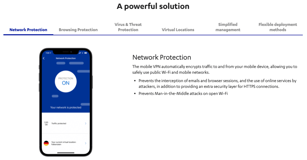 a screenshot from F-Secures website for Mobile Protection and VPN