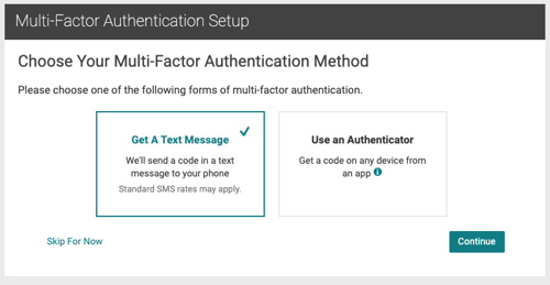 Screen Shot private email webmail MFA options setup