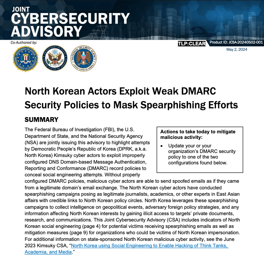 Joint Cybersecurity Advisory by FBI, NSA, and DHS.