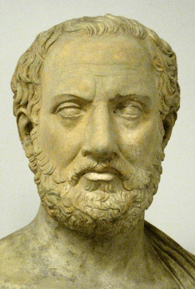 a bust of Thucydides of the Thucydides Trap
