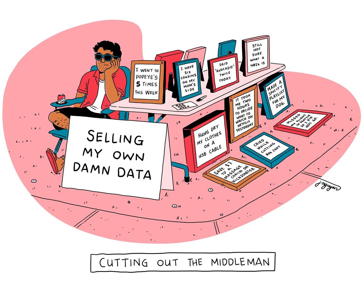 Sell my own data cartoon by Jeremy Wins