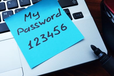 image of sticky note My Password 123456 rx