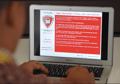 ransomware user laptop screen