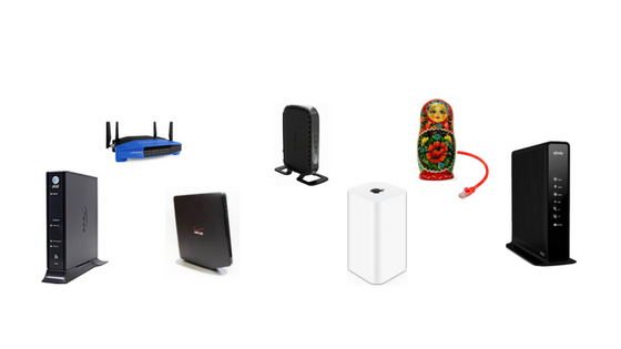 an assortment of WiFi router models