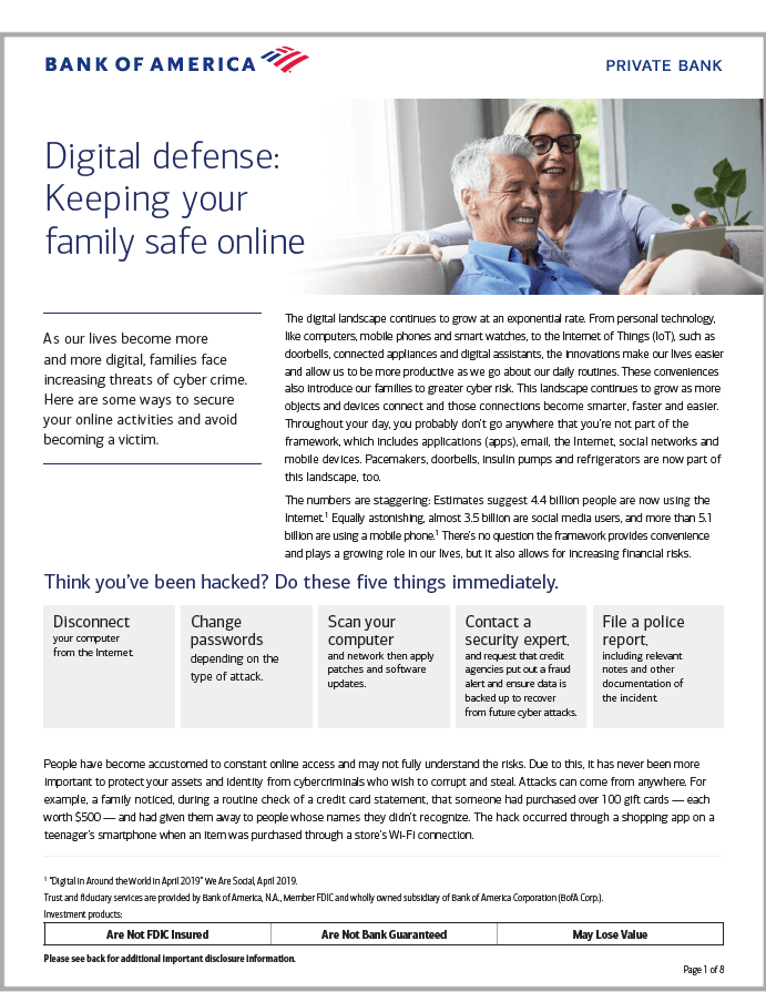 Digital Defense-keeping your family safe online Bank of America white paper