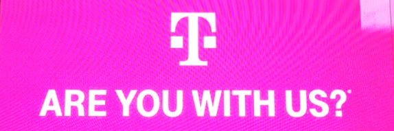 T-Mobile logo and slogan in pink banner