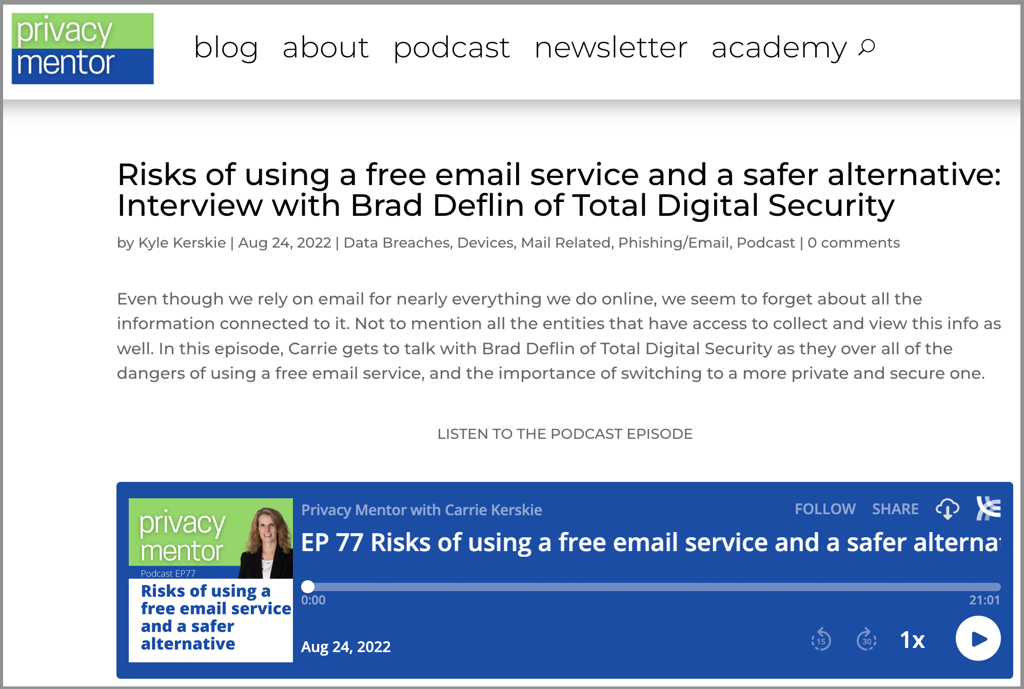 On Private Email Accounts, with Carrie Kerskie