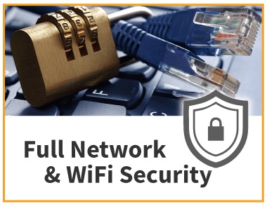 lock and key with LAN cables for network security service