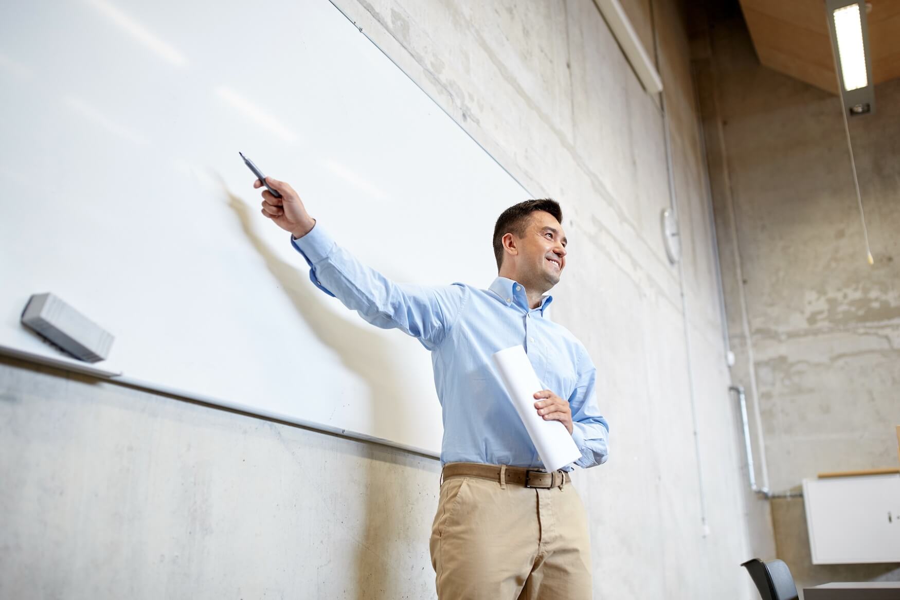 white board man pointing rx